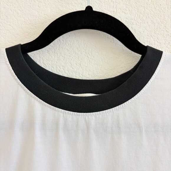 White/Black T-Shirt Womens Medium 100% Cotton Designer Inspired - Picture 2 of 11